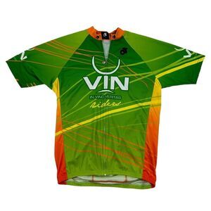 Champ Sys Cycling Jersey Shirt Full Zip Sz XL Polyester Club Cut In Vino Veritas